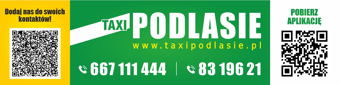 Naklejka reklamowa Taxi Podlasie na gabloty