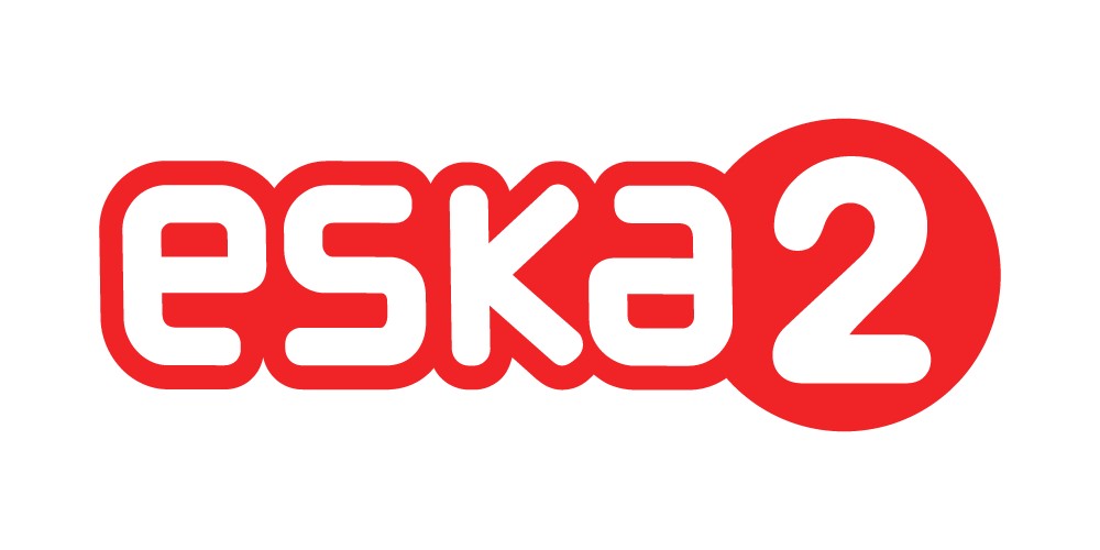 Logo Eska 2 na czerwonym tle — partner Taxi Podlasie