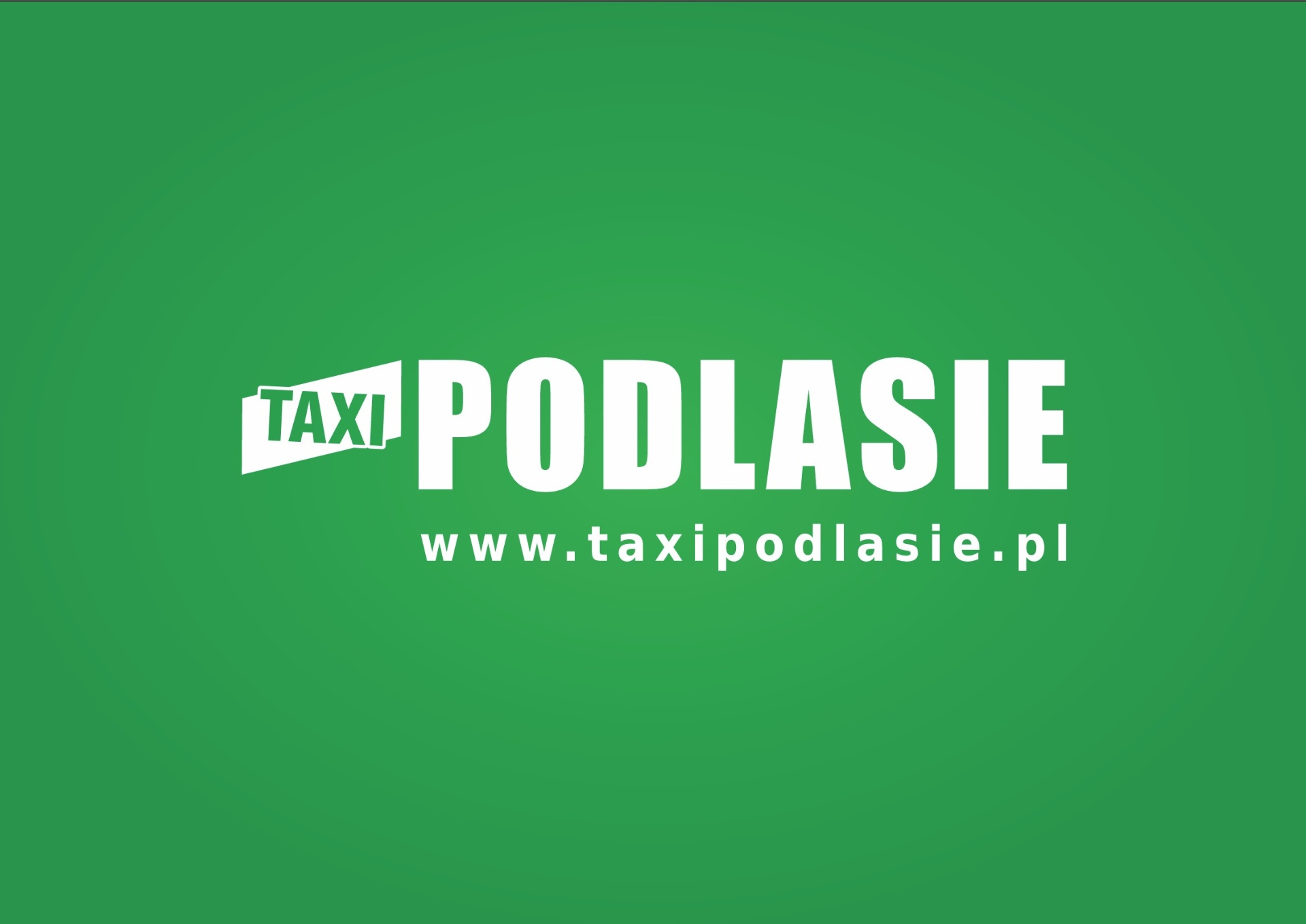 Logo Taxi Podlasie — wersja biała na zielonym